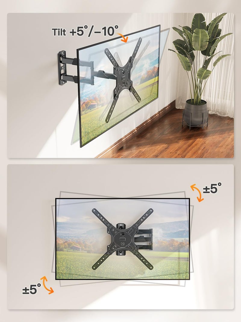 ELIVED TV Wall Mount for Most 26-60 Inch TVs, Swivel and Tilt Full Motion TV Mount with Single Stud Perfect Center Design, Wall Mount Bracket Max VESA 400x400mm, Corner Mount Holds up to 77 lbs. - Image 4